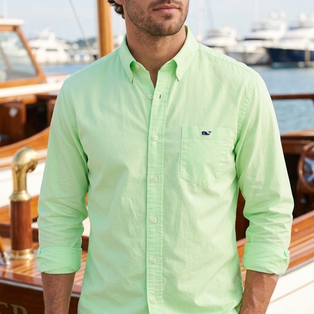 Vineyard Vines Tucker Shirt Mens XL Green Long Sleeve Button Down 1W0816